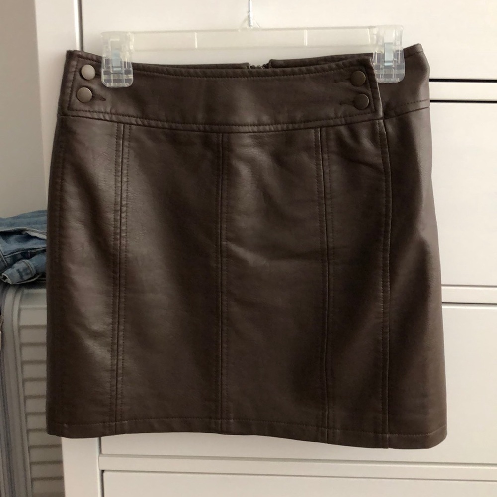 Never worn brown free people leather skirt